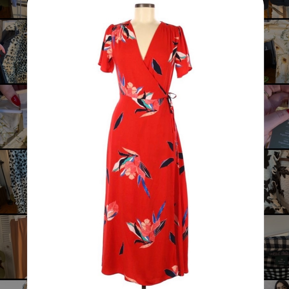 A New Day - midi red floral dress